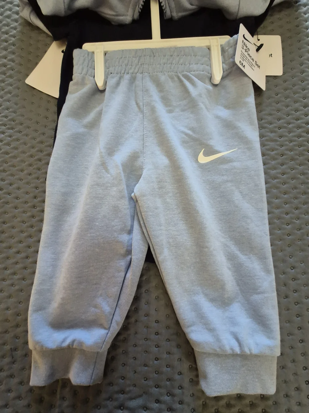 NWT Nike 3-Piece Set Light Blue Hoodie + Joggers with Navy Tee Bodysuit - 6M